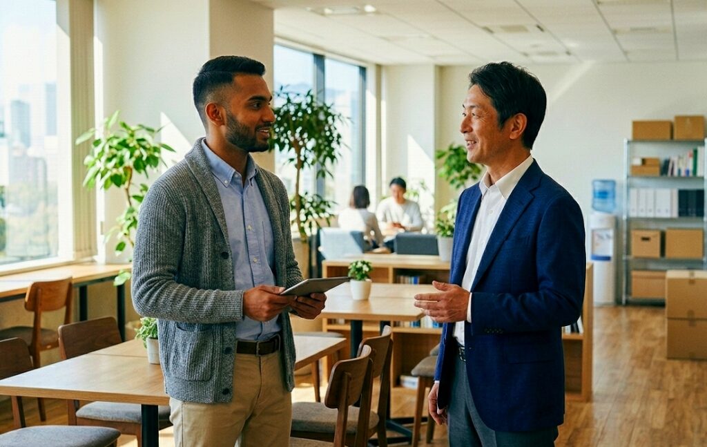 会社　同僚　談笑